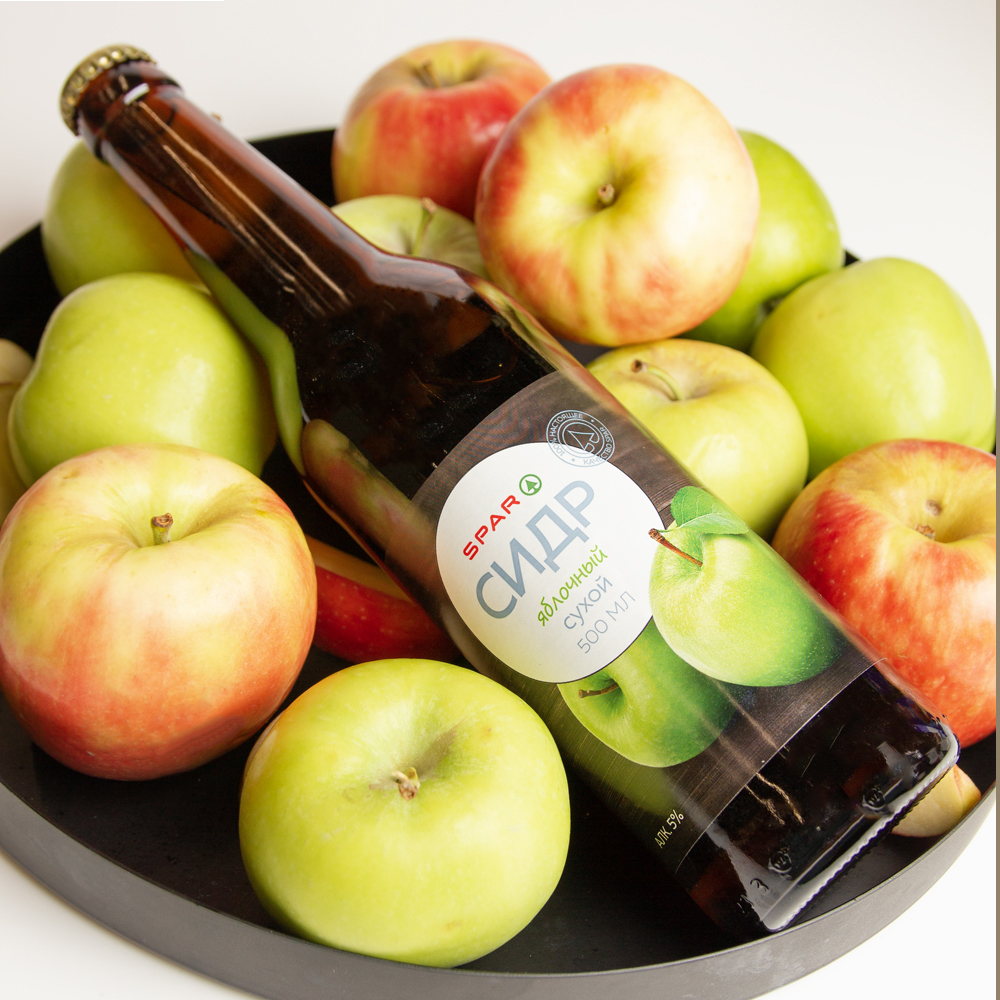 Изображение товара Сидр SPAR Яблочный Сухой 5% 0,5л Стекло