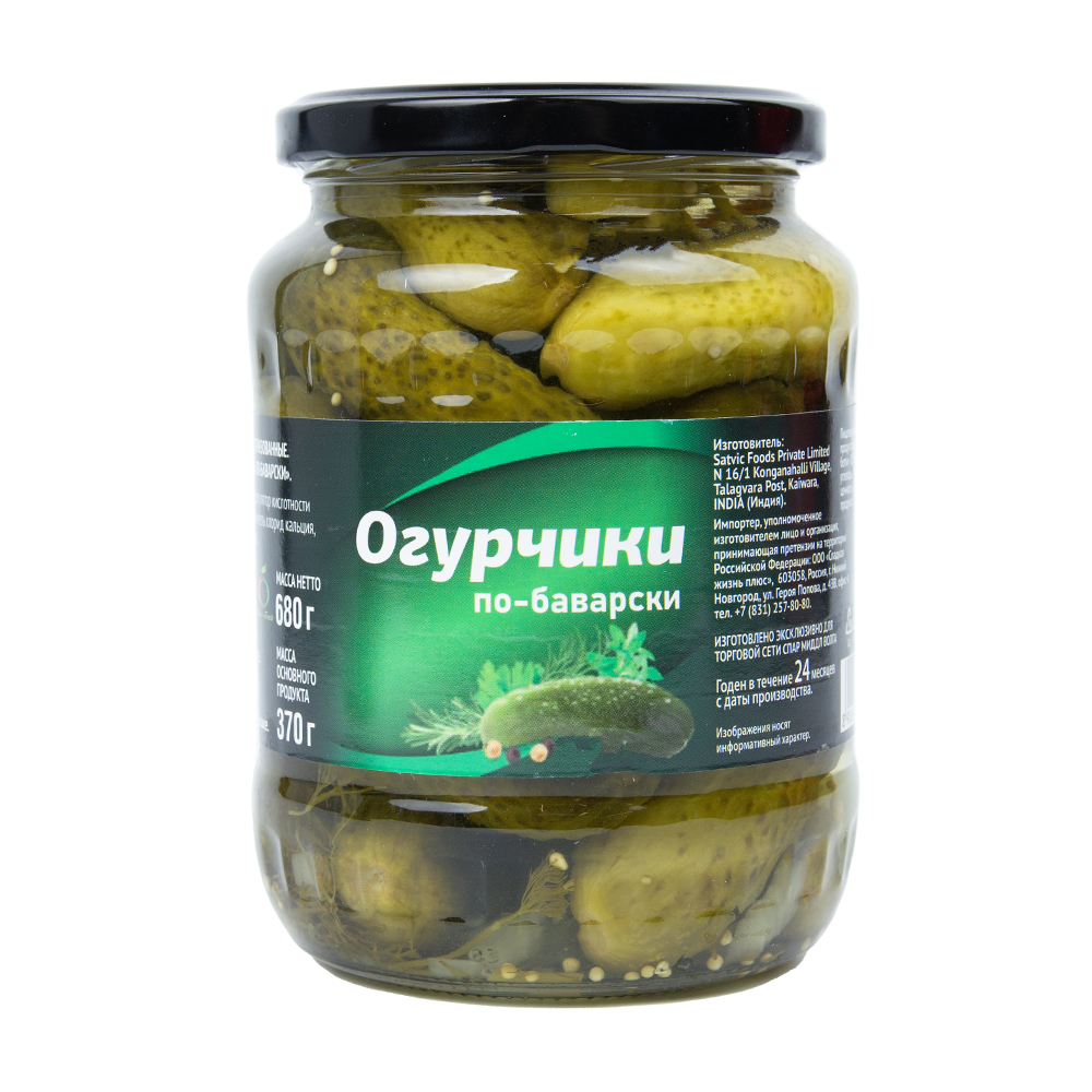 Купить огурчики satric foods по-баварски 680г с доставкой на дом в магазине  SPAR