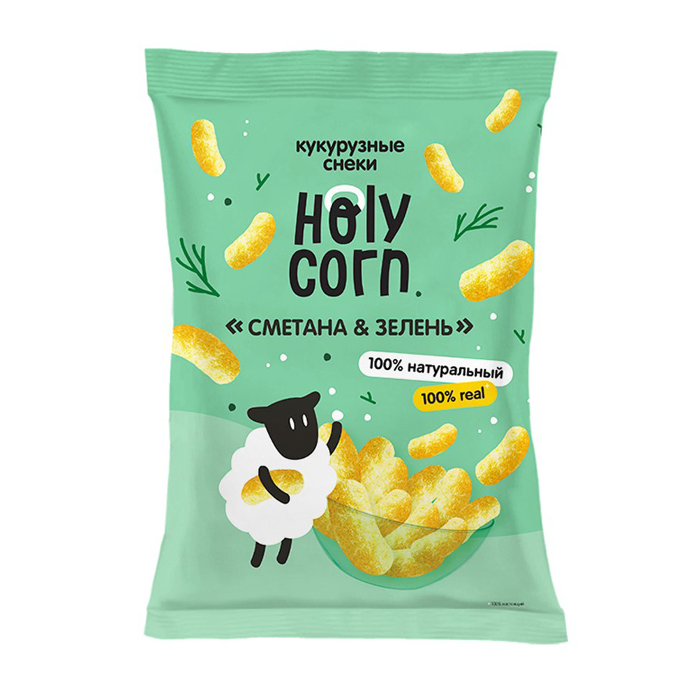 Изображение товара Кукурузные снеки Holy Corn Сметана и Зелень 50 г