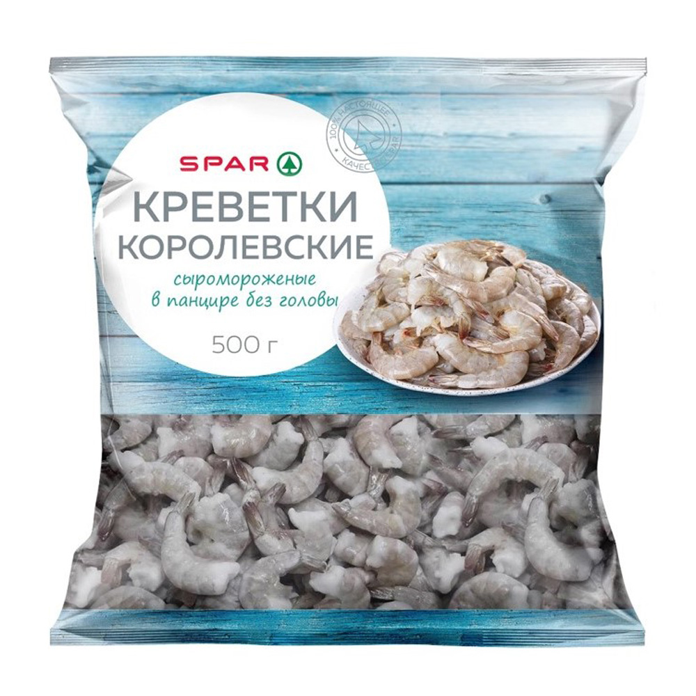 Купить креветки spar королевские б/г в панцире с/м 26/30 500г с ...