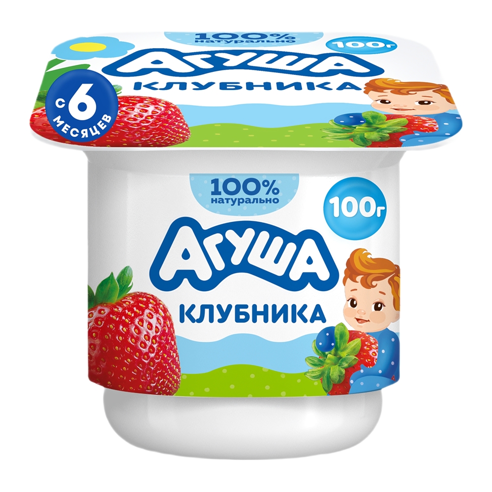 Изображение товара Творог Агуша Детский Клубника 3,9% 100г