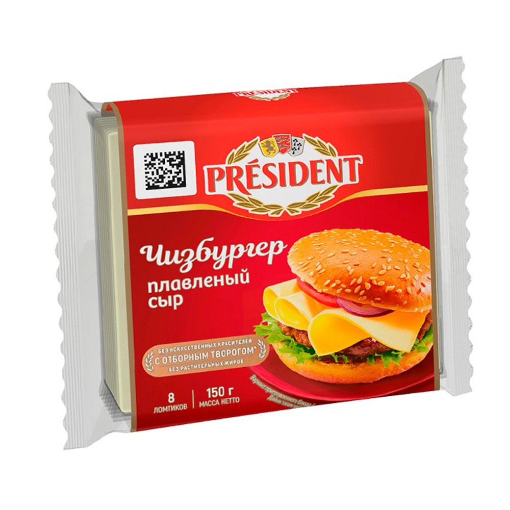 Изображение товара Сыр Плавленый President Чизбургер Ломтики 40% 150г
