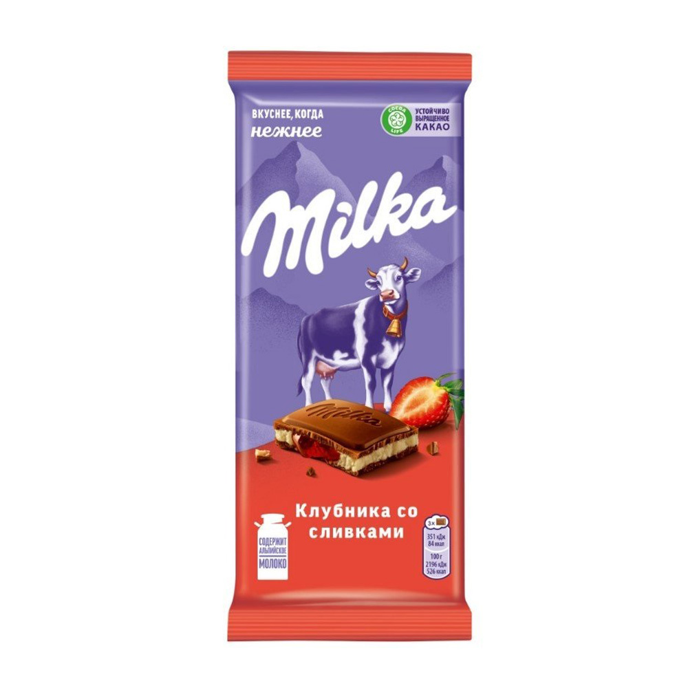 Изображение товара Шоколад Milka Молочный Клубника со Сливками 80г
