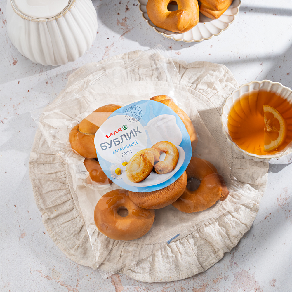 Изображение товара СПАР Бублик Молочный 260г — нежная выпечка по итальянскому рецепту