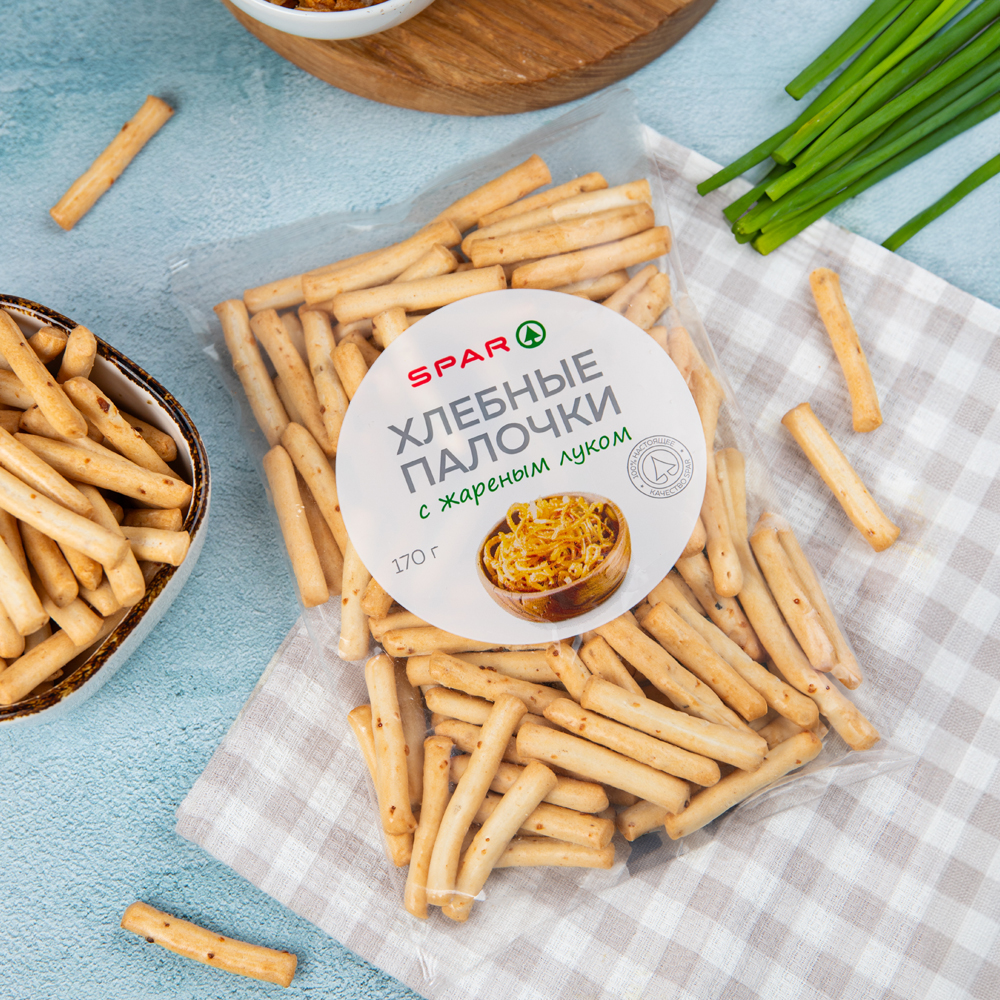Изображение товара Палочки SPAR Хлебные с Жареным Луком 170г