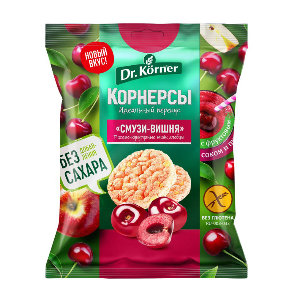 Изображение товара ДР.КОРНЕР Рисово-Кукурузные Смузи-Вишня 40 г