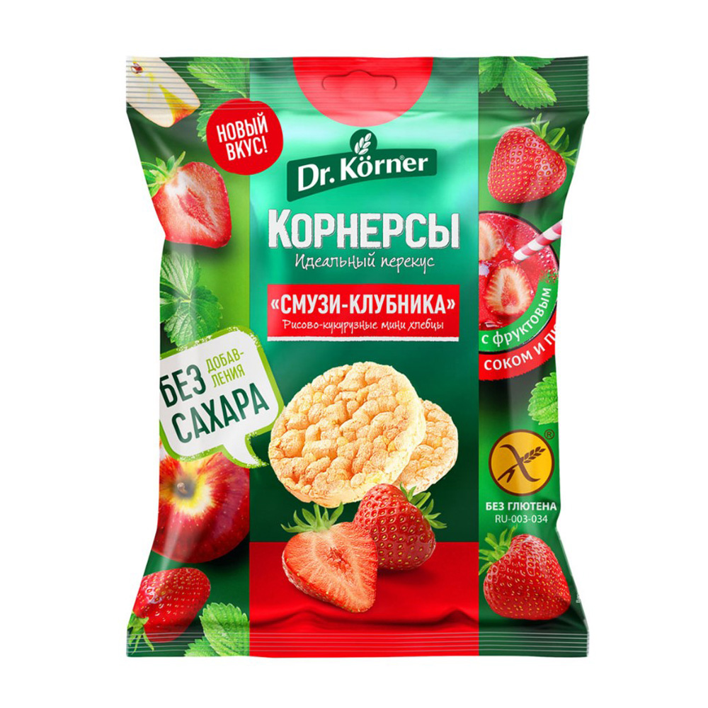 Изображение товара Корнерсы Dr.Korner Рисово-Кукурузные Смузи Клубника 40г