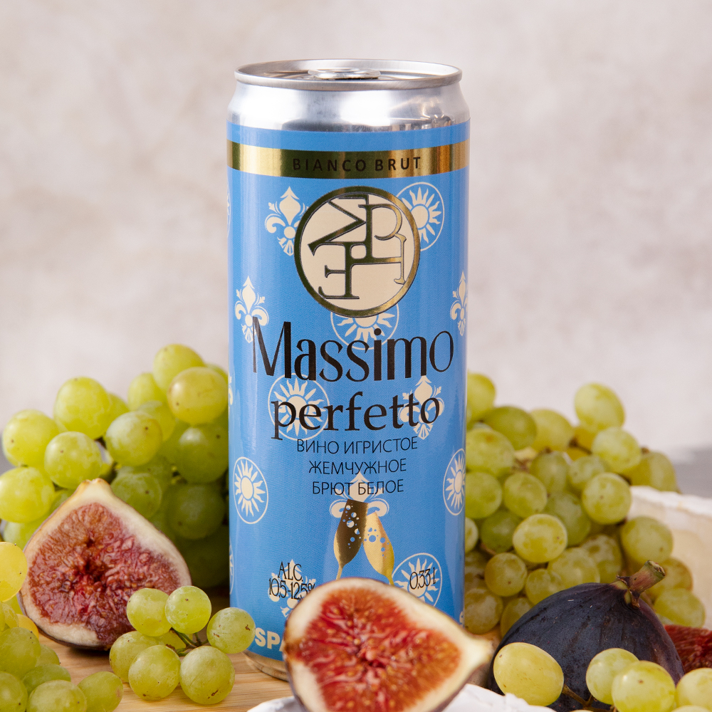 Изображение товара Вино Игристое Массимо Перфетто Белое Брют 10,5-12,5% 0,33л