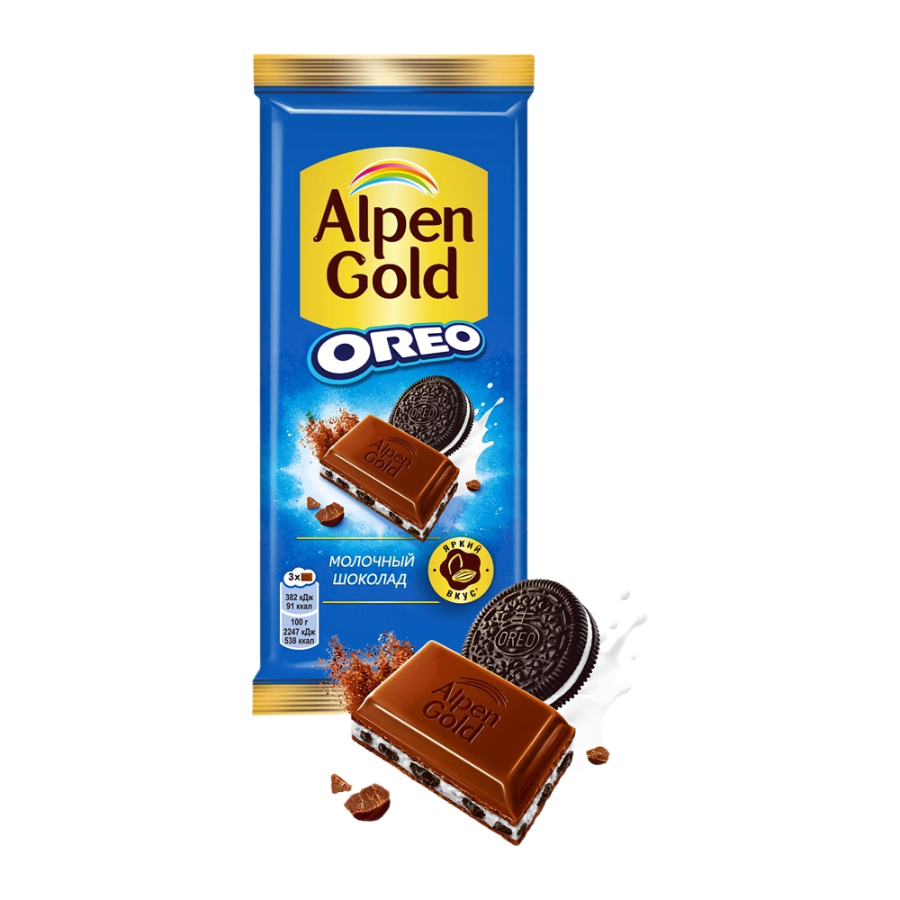 Изображение товара Шоколад Alpen Gold Оreo Молочный с Кусочками Печенья 85г