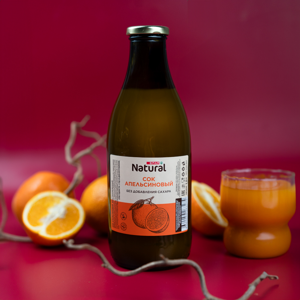 Изображение товара Сок SPAR NATURAL Апельсиновый без Сахара 1л