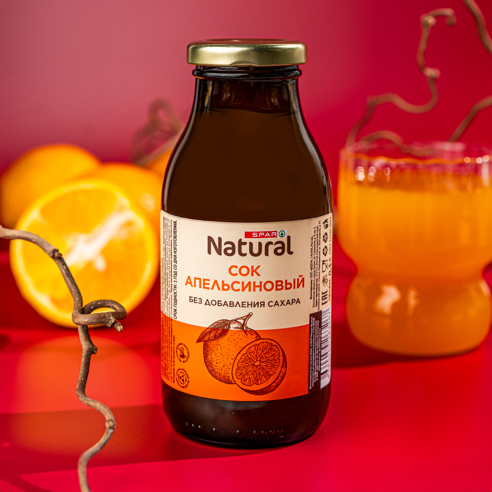 Изображение товара Сок SPAR NATURAL Апельсиновый без Сахара 0,3л