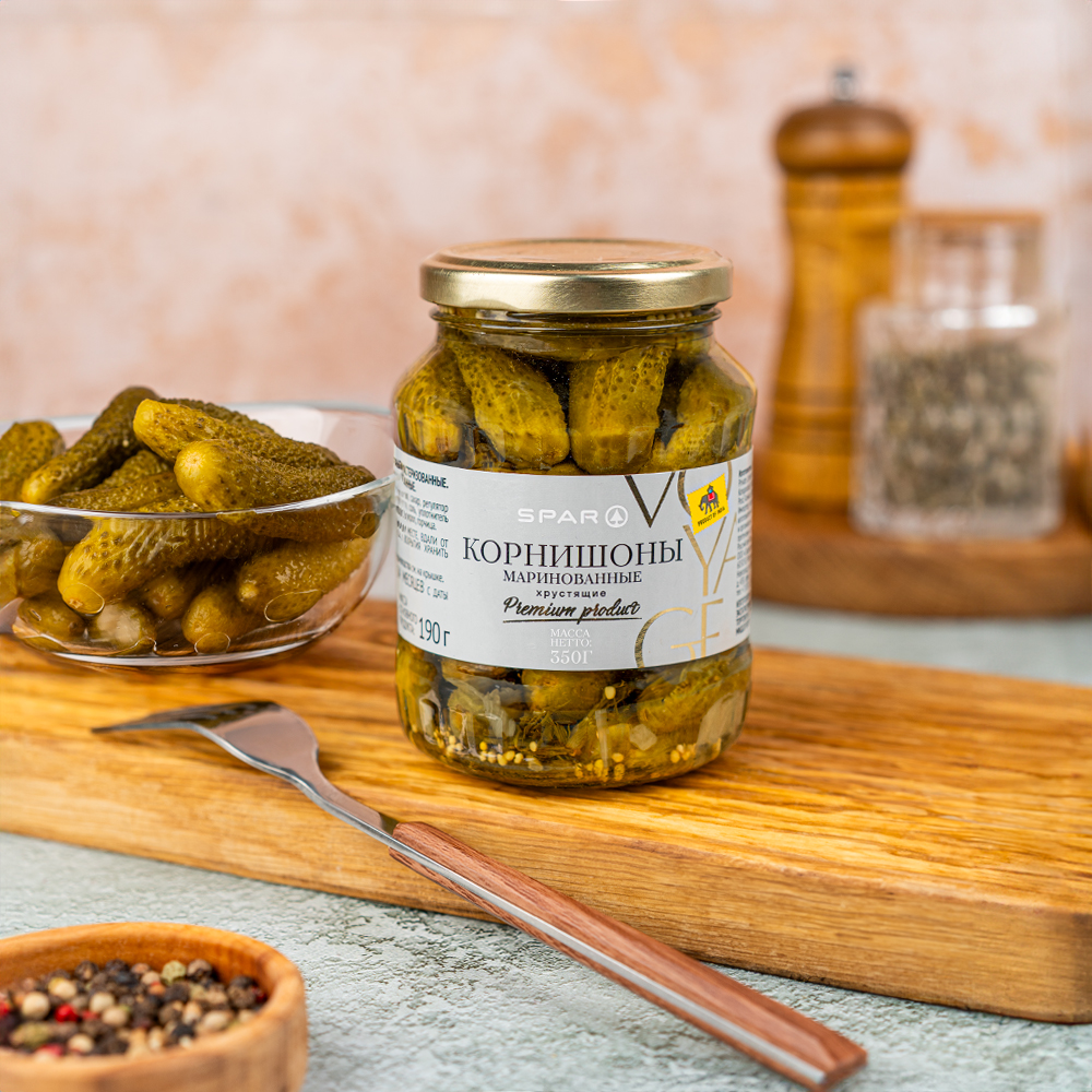 Изображение товара Корнишоны SPAR VOYAGE Маринованные Хрустящие 350г