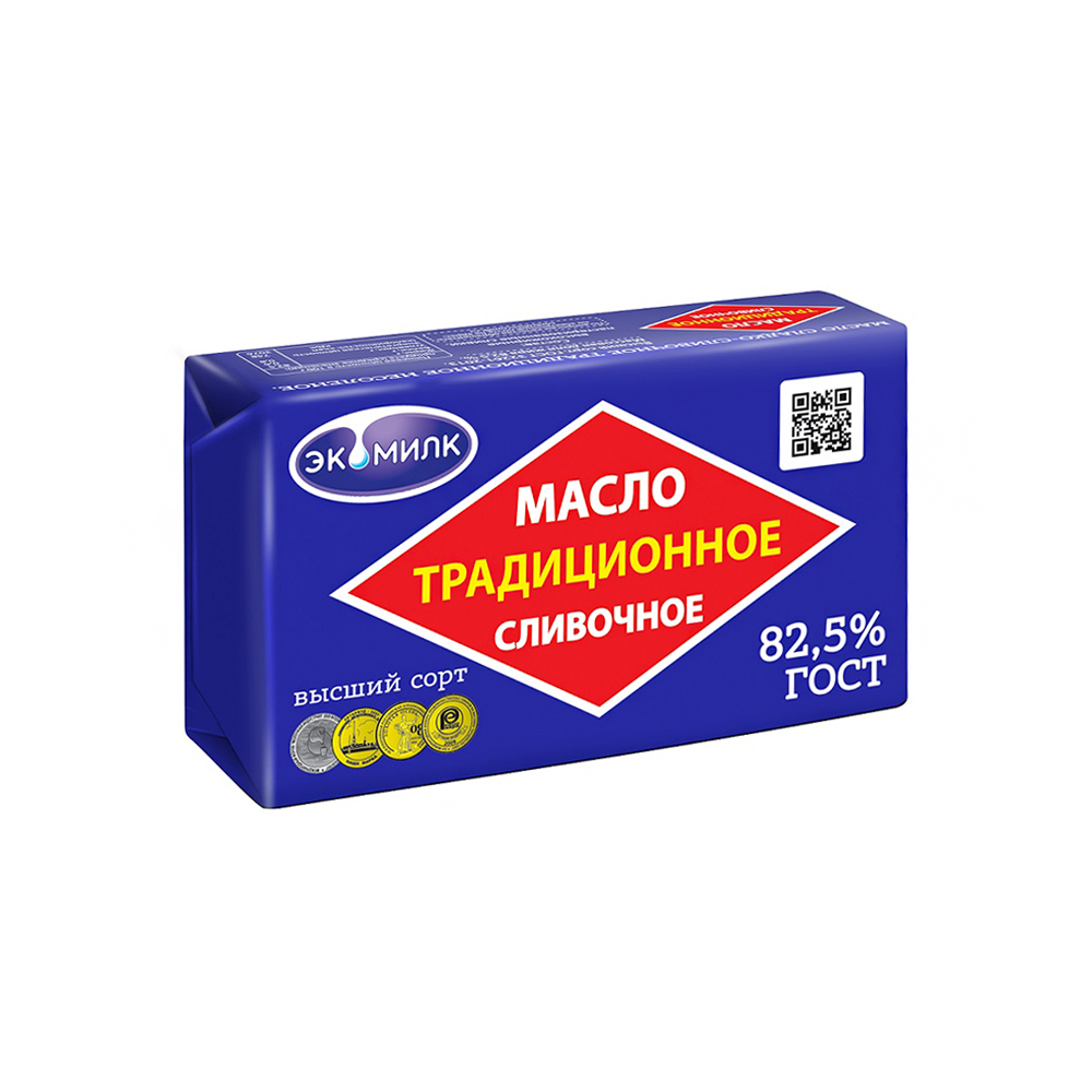 Изображение товара Масло Сливочное ЭКОМИЛК Традиционное 82,5% 160 г