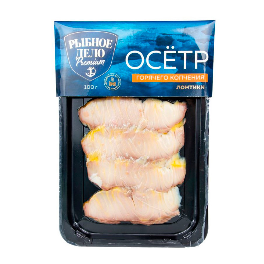 Изображение товара Осетр Рыбное Дело Ломтики Горячего Копчения 100г