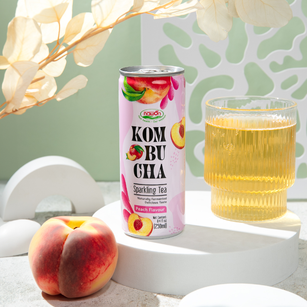 Изображение товара Kombucha Персик NAWON 0,25 л — безалкогольный напиток