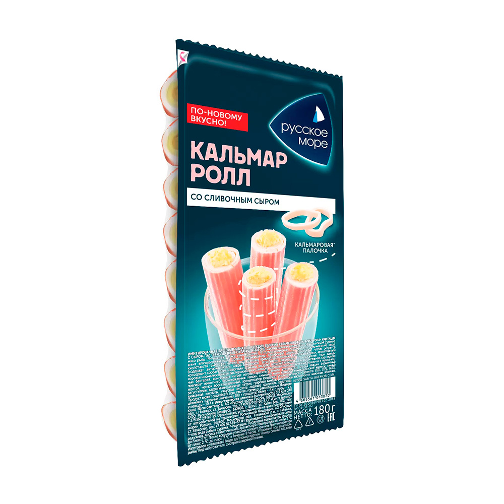 Изображение товара Палочки Кальмаровые Русское Море Ролл Сливочный Сыр Охл 180г