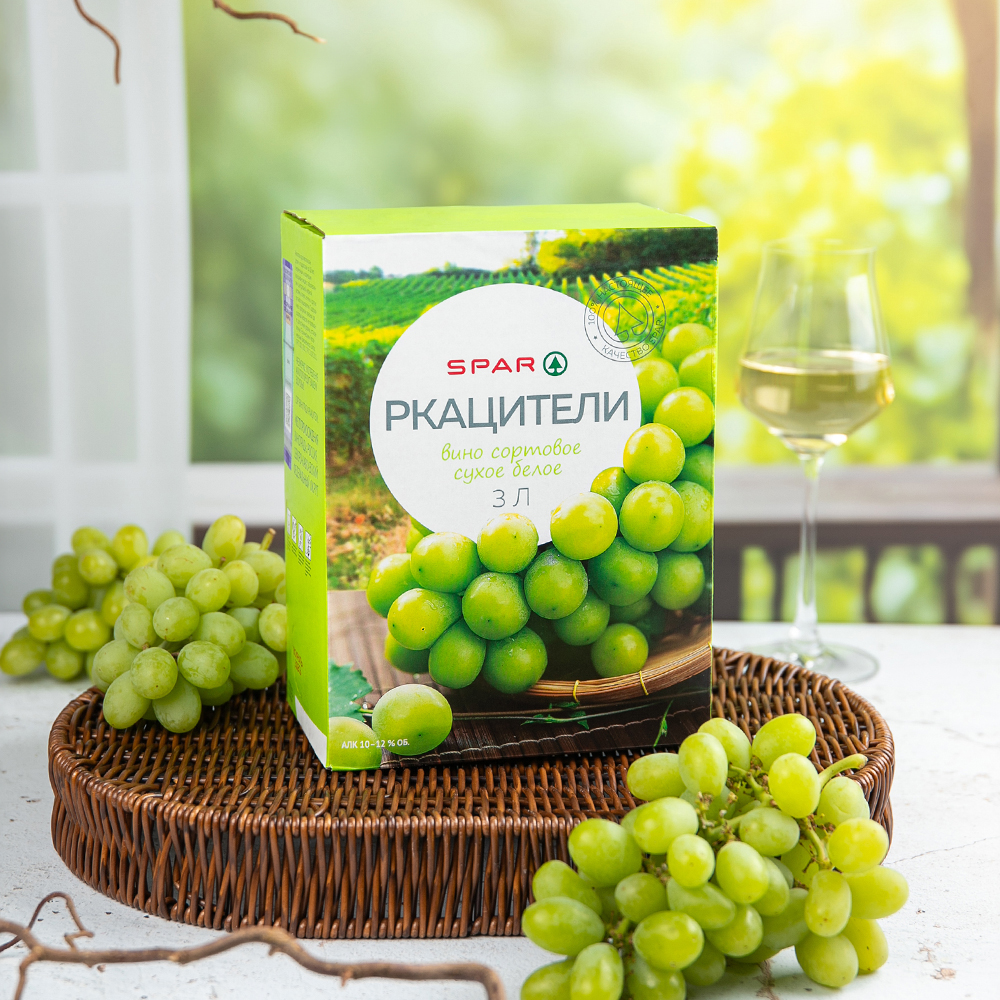 Изображение товара Вино SPAR Ркацители Белое Сухое 10-12% 3л
