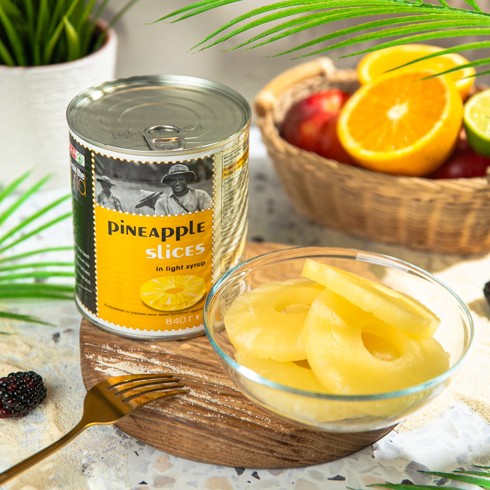 Изображение товара Штучные ананасы SPAR кольца в сиропе 0.84 кг