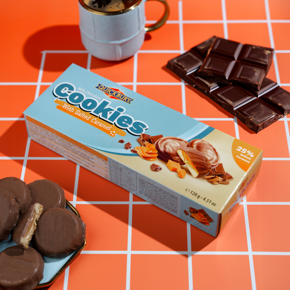 Изображение товара Печенье Quickbury Солёная карамель в молочном шоколаде