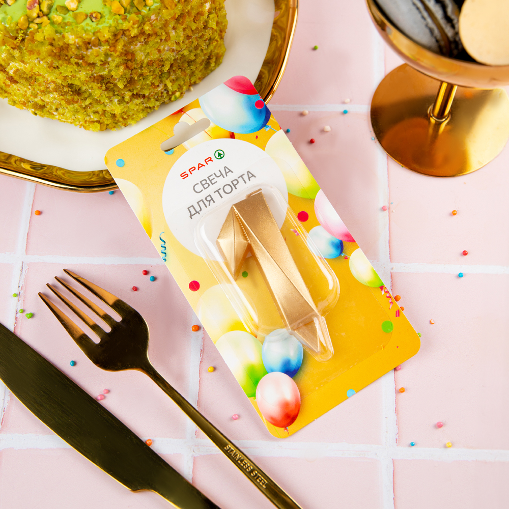 Изображение товара Свеча SPAR цифра 1 — декоративная свеча на торт