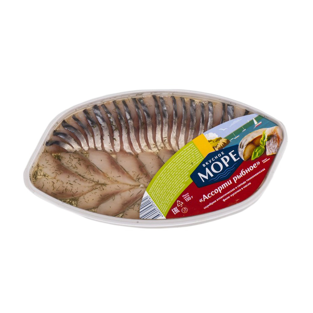 Изображение товара Ассорти Рыбное Вкусное Море Скумбрия Сельдь 150г