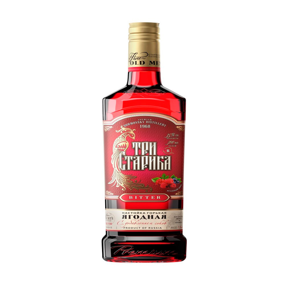 Изображение товара Горькая Настойка Три Старика Ягодная 0,5 л 35%
