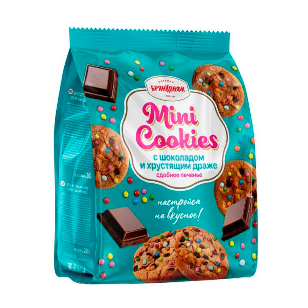 Изображение товара Печенье Mini Cookies с Шоколадом и Хрустящим Драже 200г