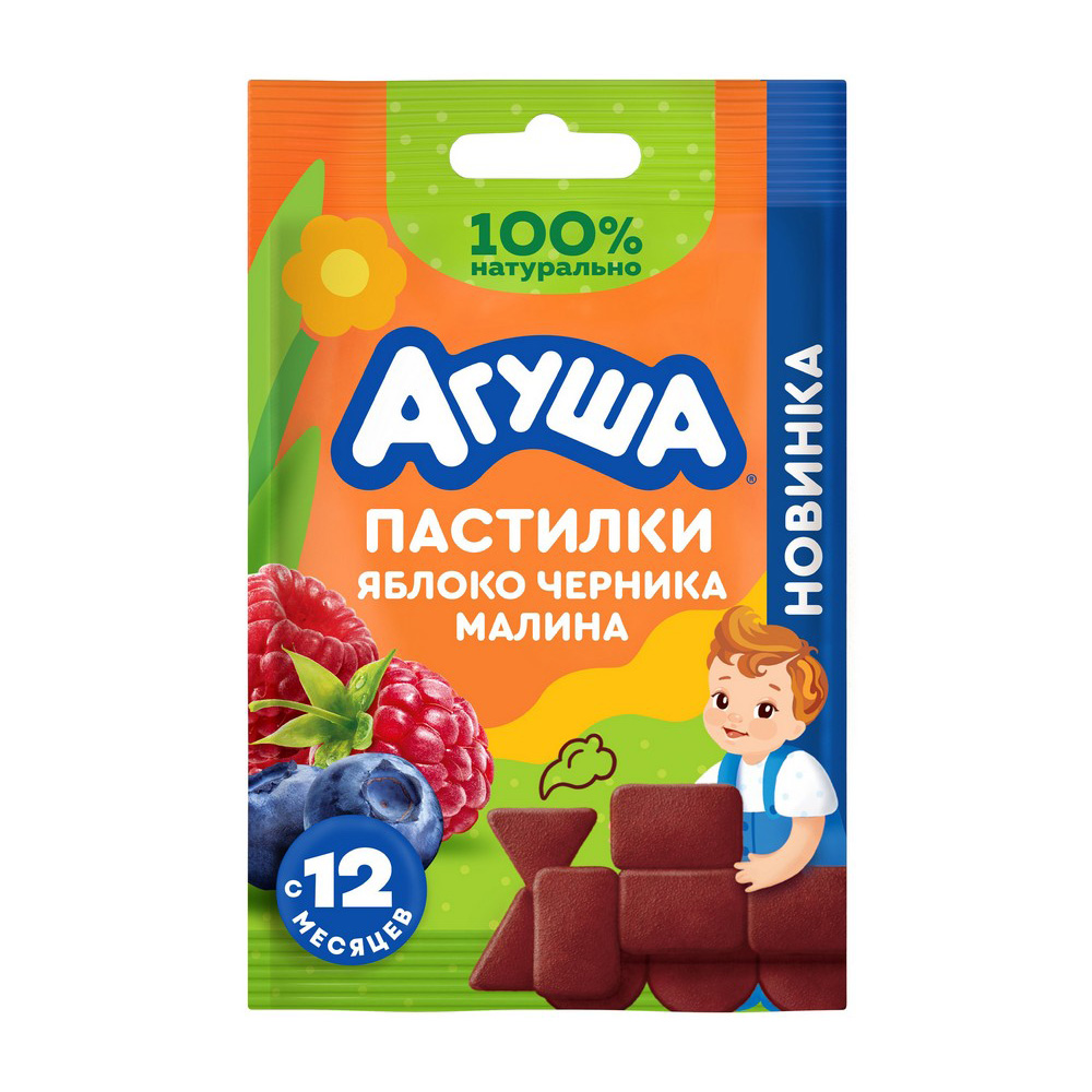 Изображение товара Пастилки Фруктовые Агуша Яблоко Черника Малина 12г