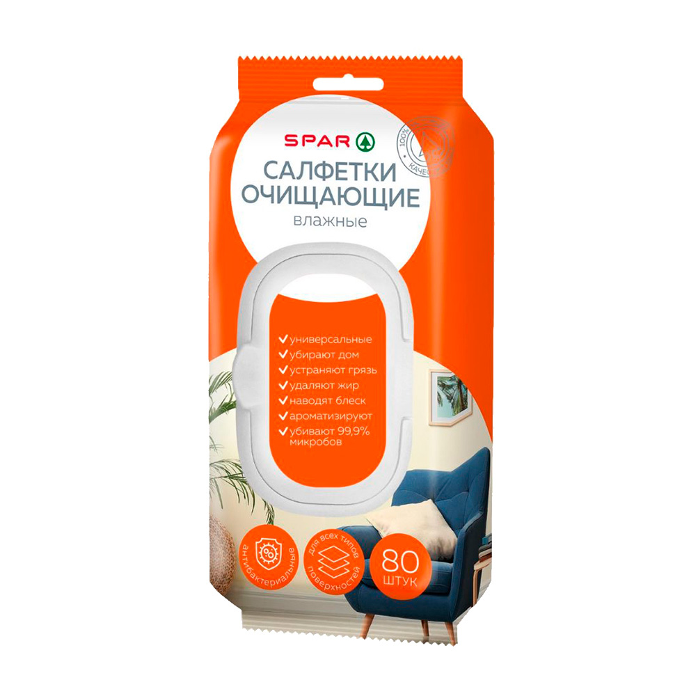 Изображение товара Влажные Салфетки SPAR Очищающие 80шт