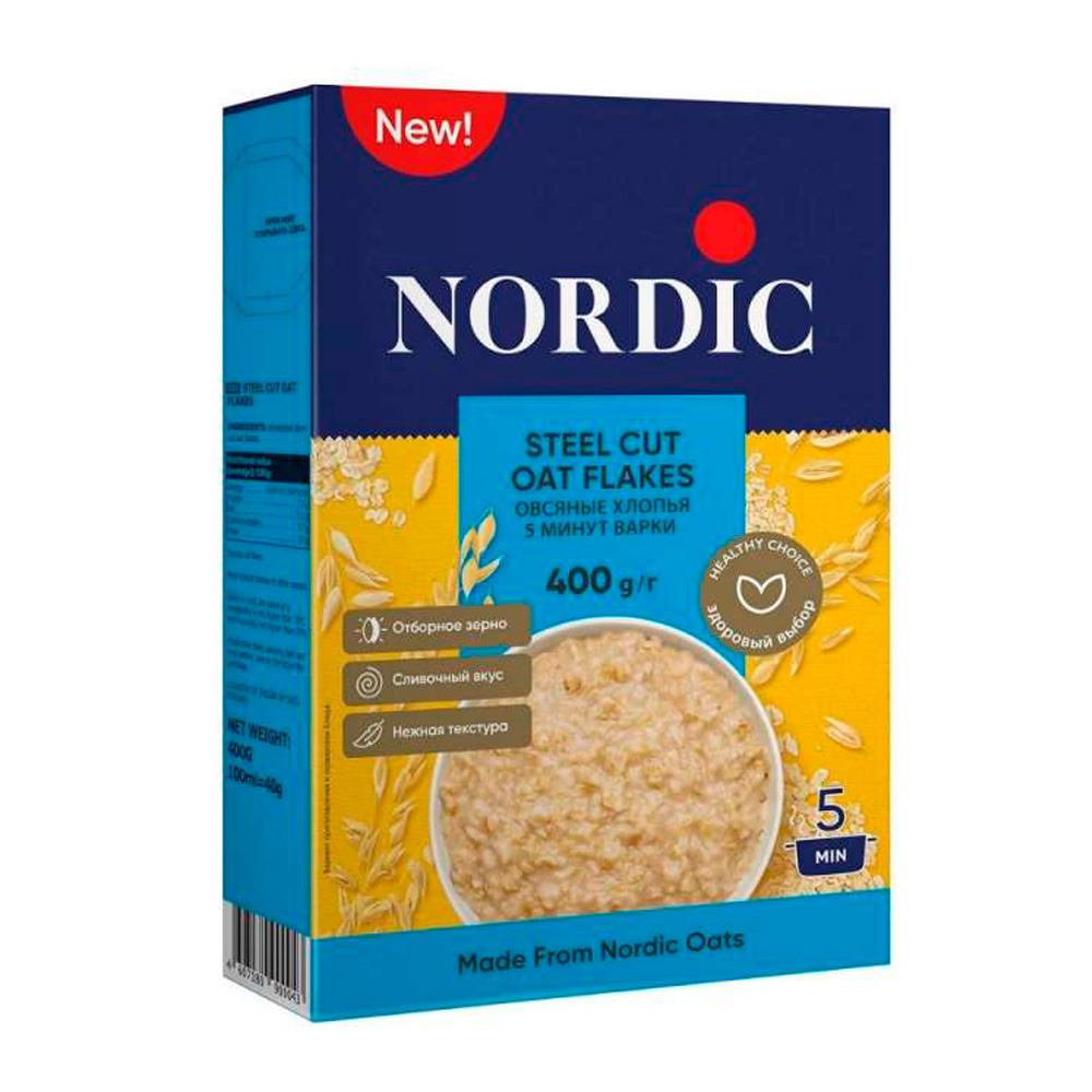 Изображение товара Хлопья Nordic Овсяные 5 Минут Варки 400г