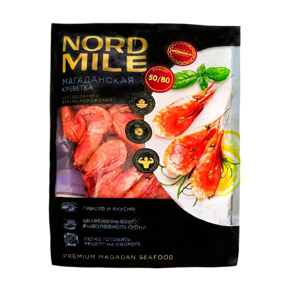 Изображение товара Nord Mile Северная Магаданская креветки 0.5 кг 50/80 в/м