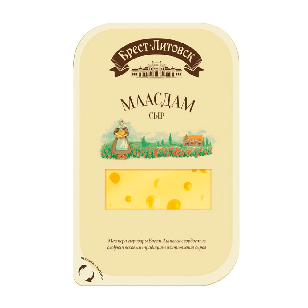 Изображение товара Сыр Брест-Литовск Маасдам Нарезка 45% 130г