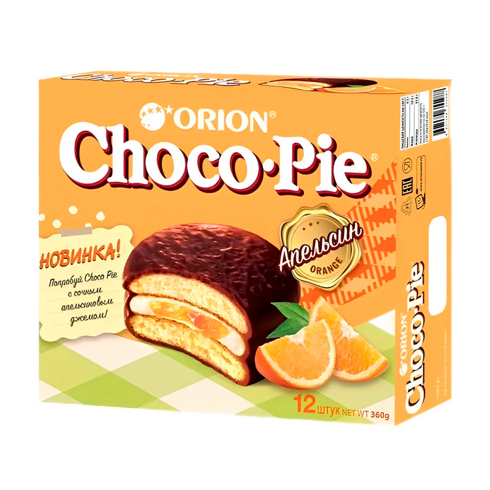 Изображение товара Печенье Orion Choсo Pie Апельсин 360г