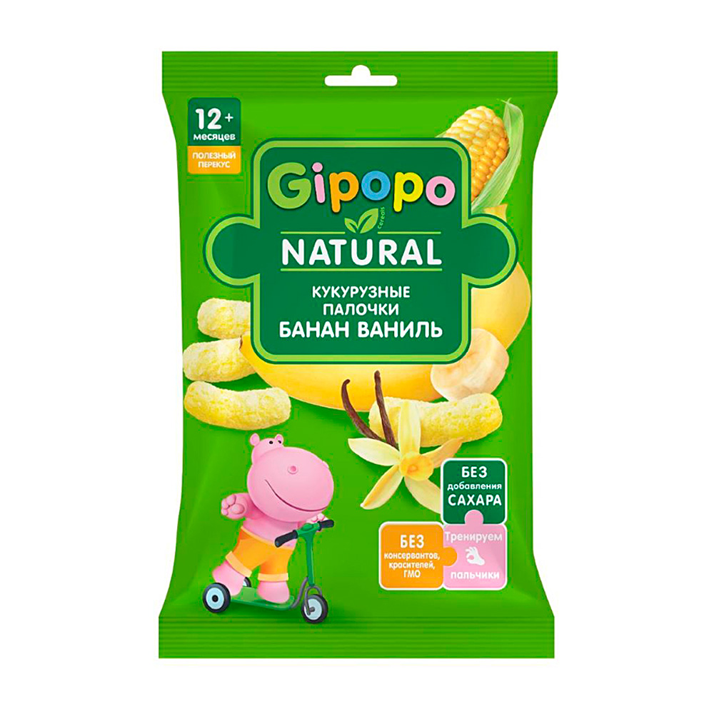 Изображение товара Кукурузные Палочки Gipopo Банан Ваниль 20г