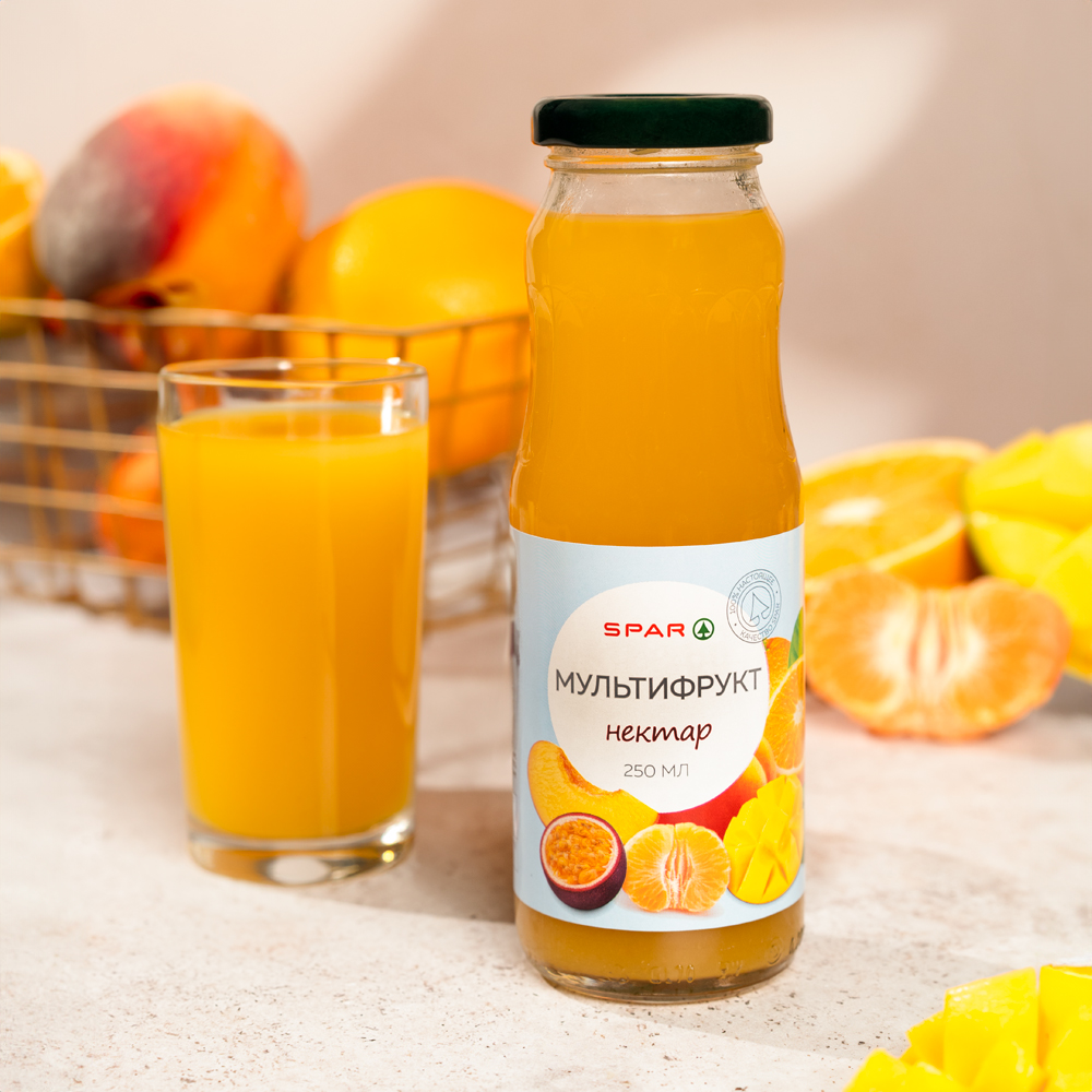 Изображение товара Нектар SPAR Мультифруктовый с Мякотью 0,25л Стекло
