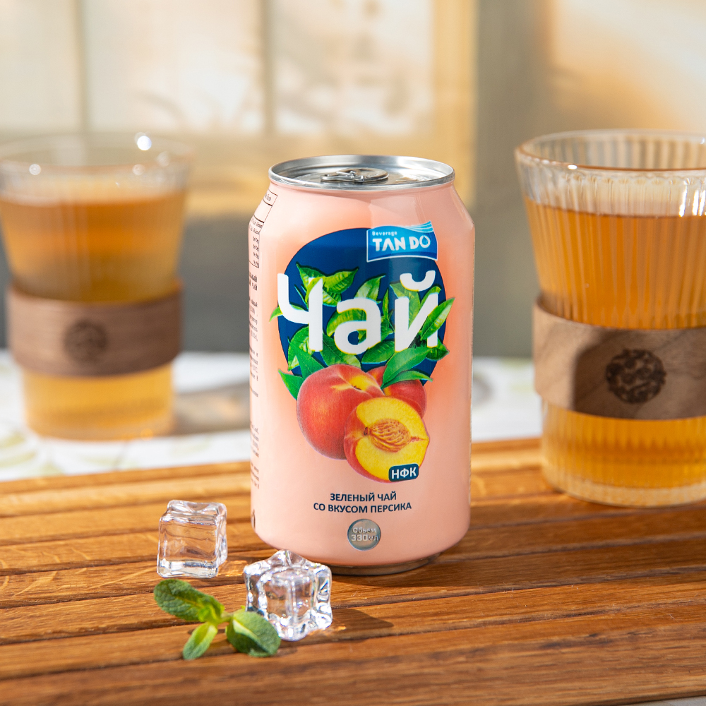 Изображение товара Tan Do Чёрный холодный чай с персиком 330 мл