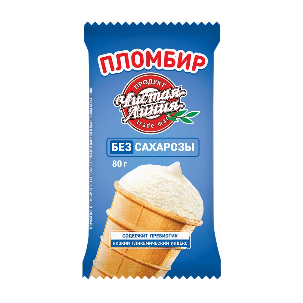 Изображение товара Мороженое Чистая Линия Ванильное без Сахарозы Стакан 80г
