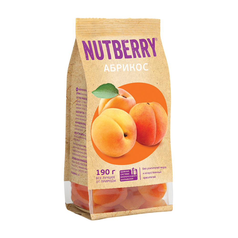 Изображение товара Абрикосы Nutberry Сушеные 0.19 кг – натуральный десерт, без добавок