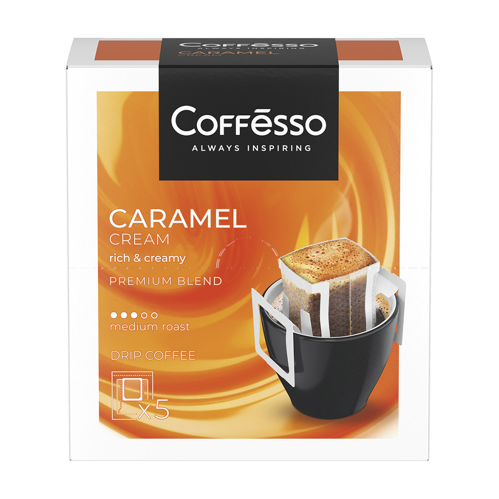 Изображение товара Кофе Молотый Coffesso Caramel Cream в Дрип Пакетах 5шт