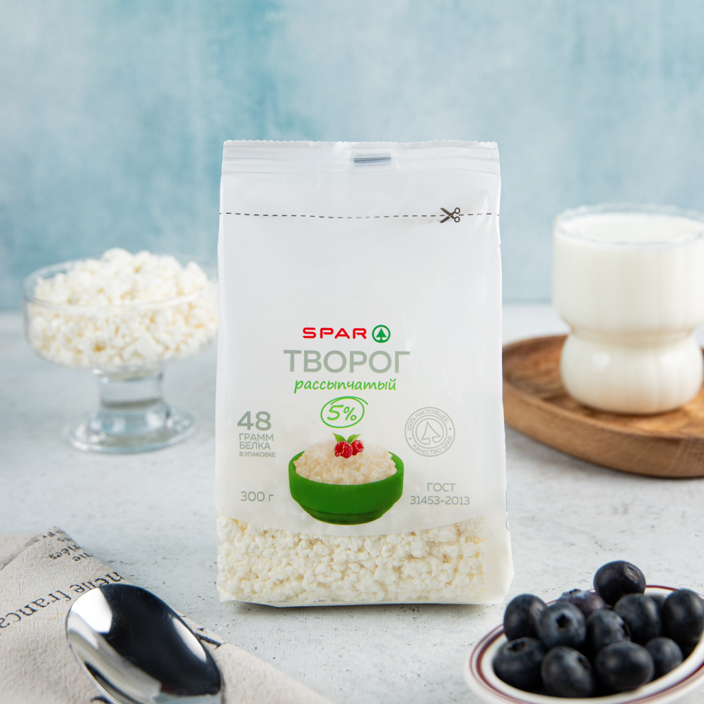 Изображение товара Творог SPAR Рассыпчатый 5% 300г