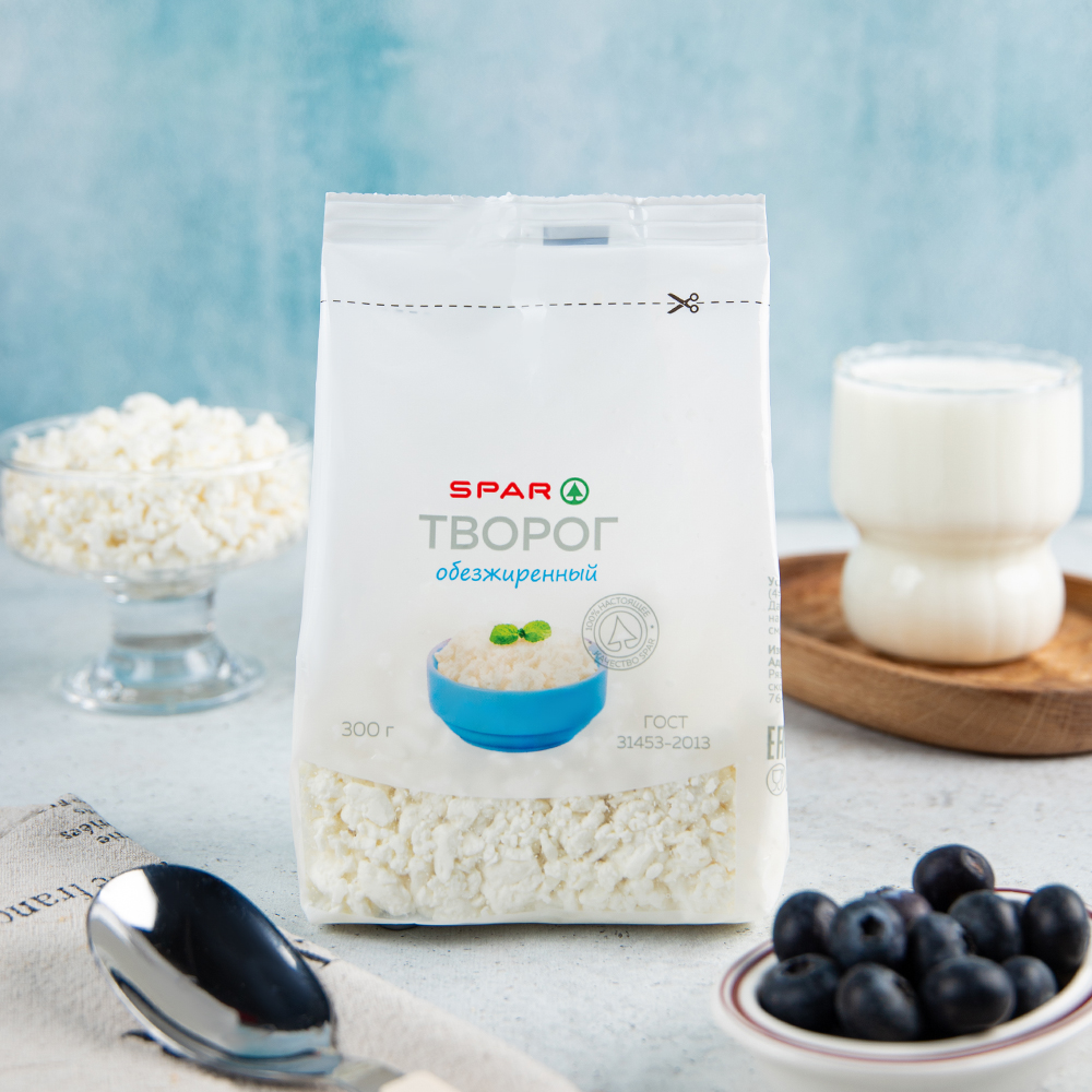 Изображение товара SPAR Обезжиренный творог 300 г — 0.3 кг