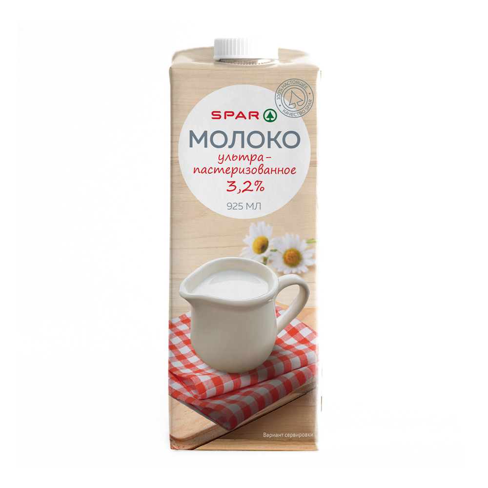 Изображение товара Молоко SPAR Ультрапастеризованное 3,2% 925мл