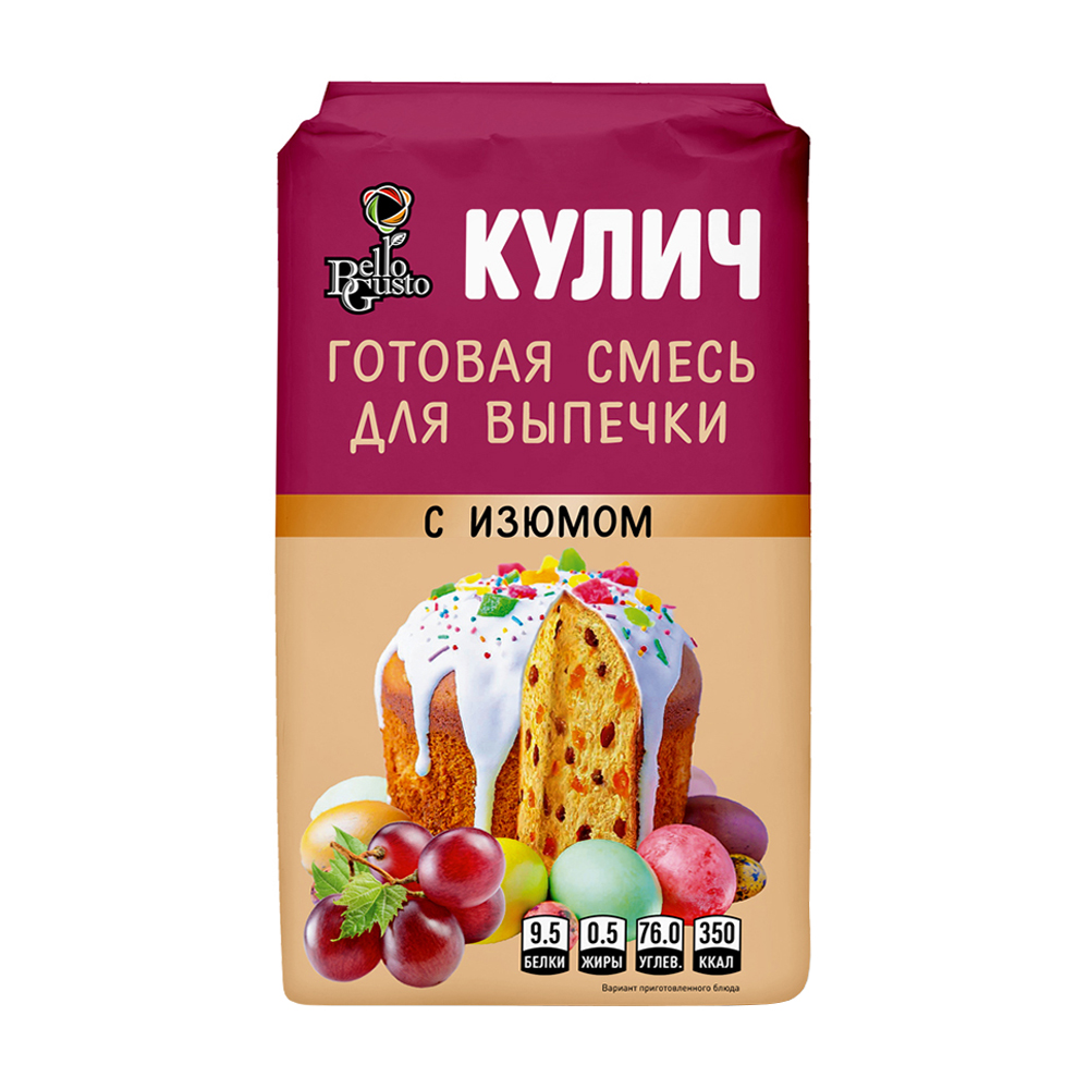 Изображение товара Кулич с изюмом Bello Gusto 650 г — готовая смесь для выпечки