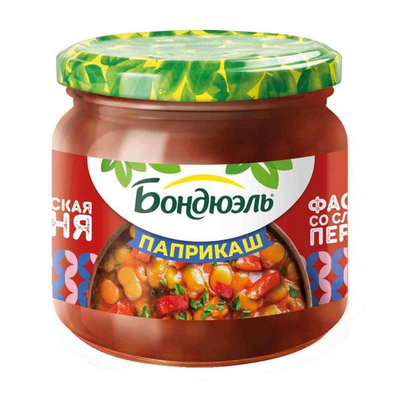 Изображение товара Фасоль Белая Бондюэль Паприкаш со Сладким Перцем 350мл ст/б