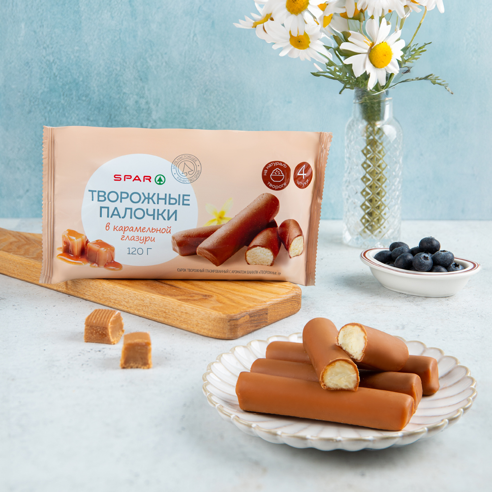 Изображение товара Творожные Палочки SPAR в Карамельной Глазури 16% 120г