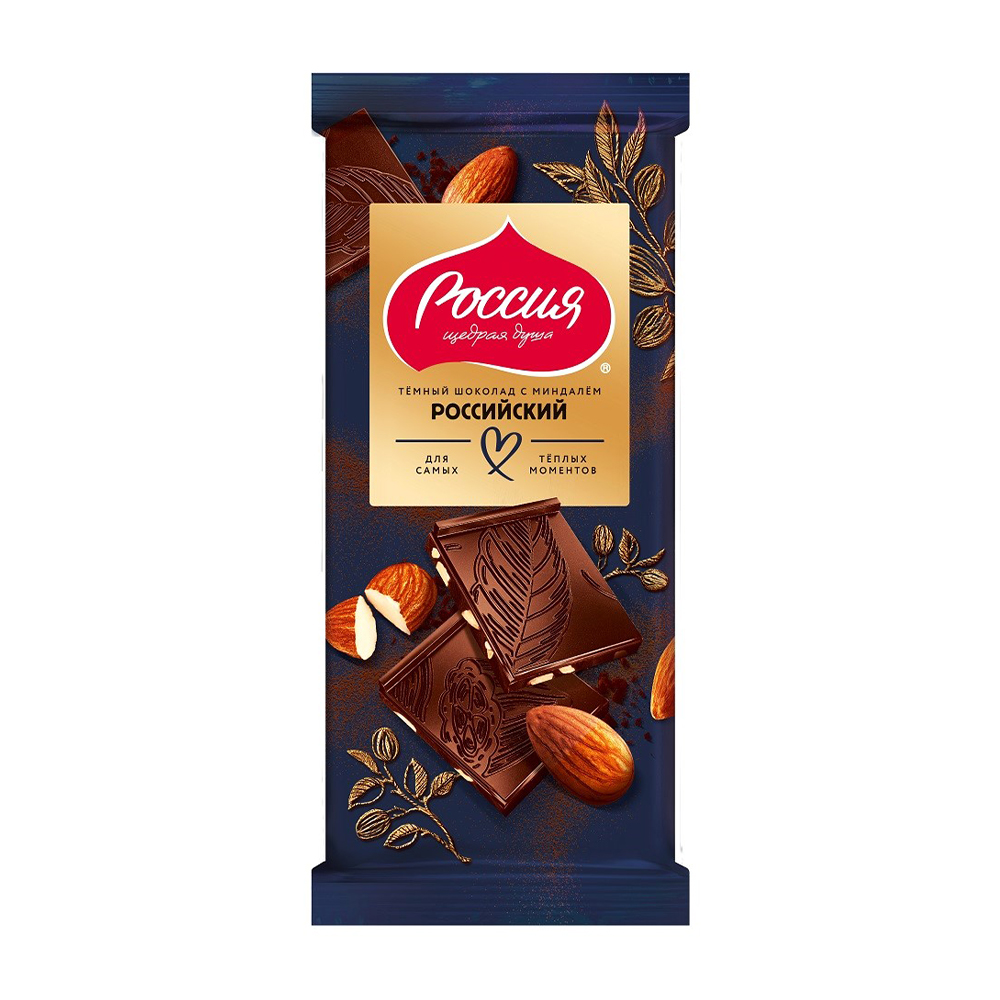 Изображение товара Шоколад Российский Темный с Миндалем 75г