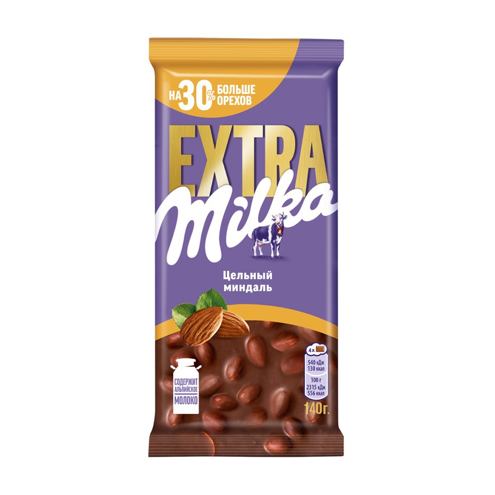 Изображение товара Шоколад Milka Extra Молочный Цельный Миндаль 140г