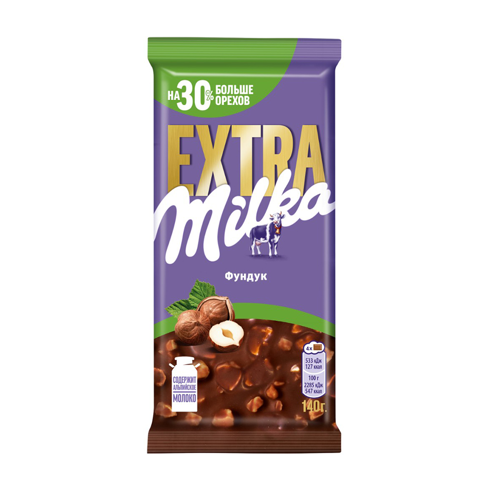 Изображение товара Шоколад Milka Extra Молочный Фундук 140г
