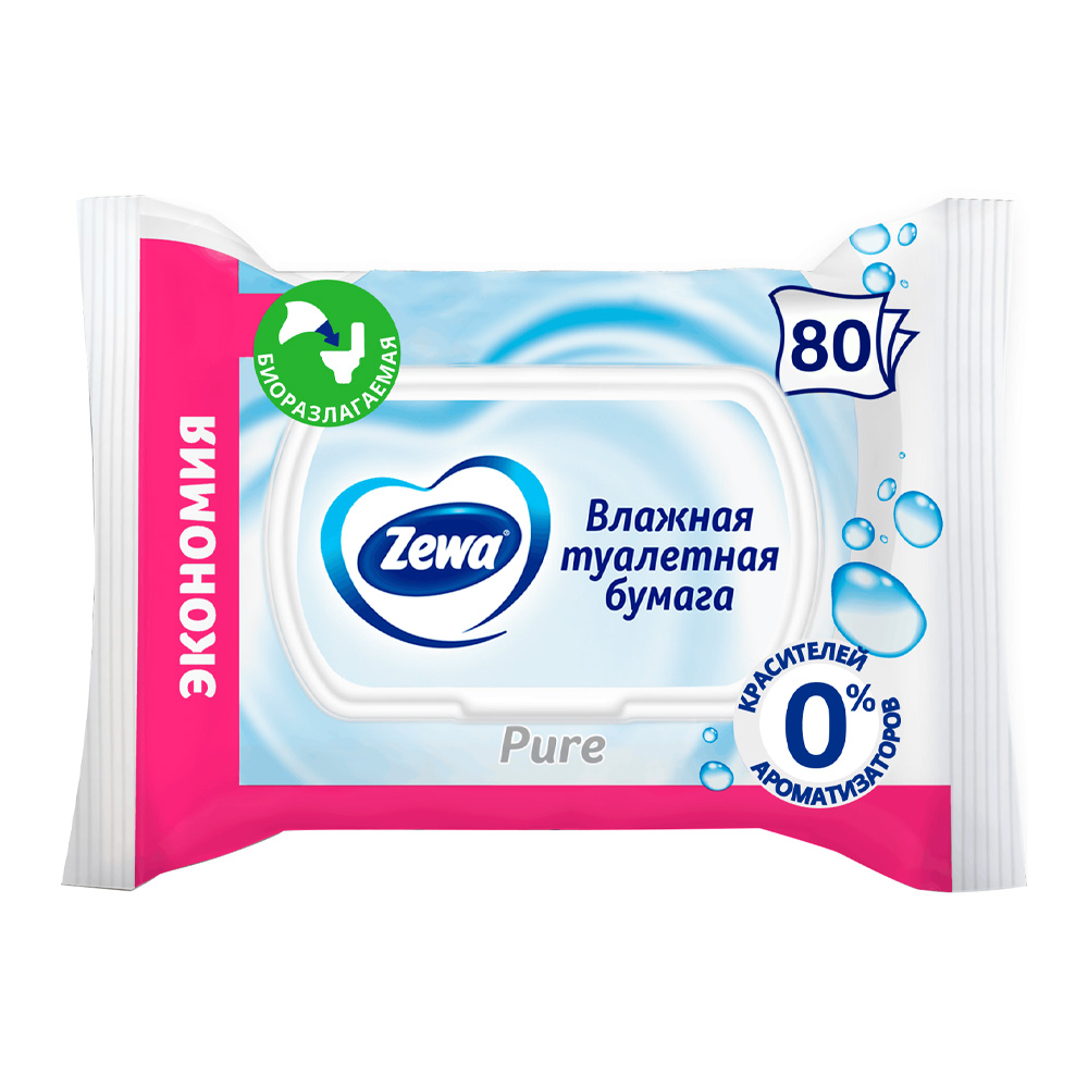 Изображение товара Туалетная Бумага Влажная Zewa Pure 80шт