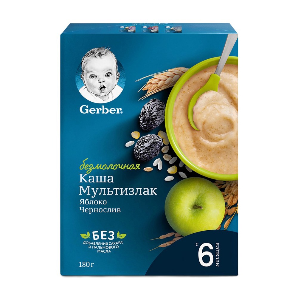 Изображение товара Gerber Безмолочная мультизлак Яблоко Чернослив 180 г